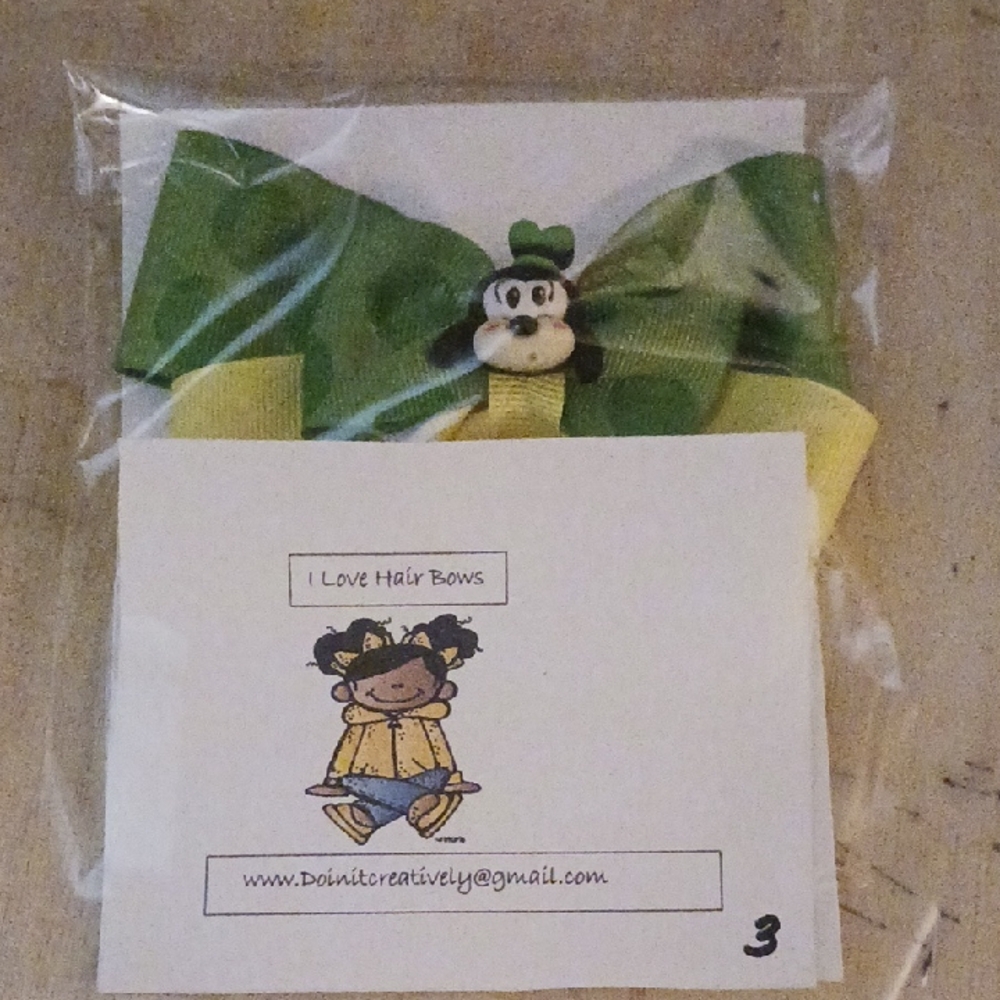 Green and Yellow Kids Hair Bow